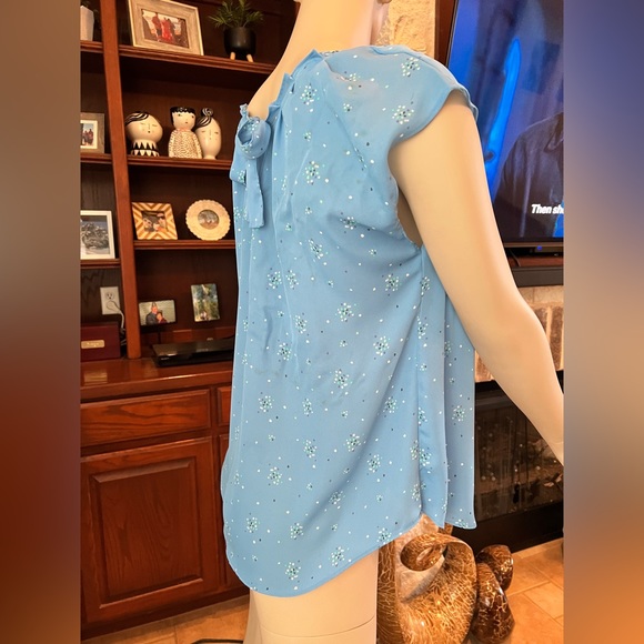 Lauren Conrad Tie Back Baby Blue Blouse Size Large - Picture 4 of 7